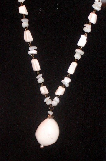Off White Estate Gemstone Necklace - Vintage Designer Clothing