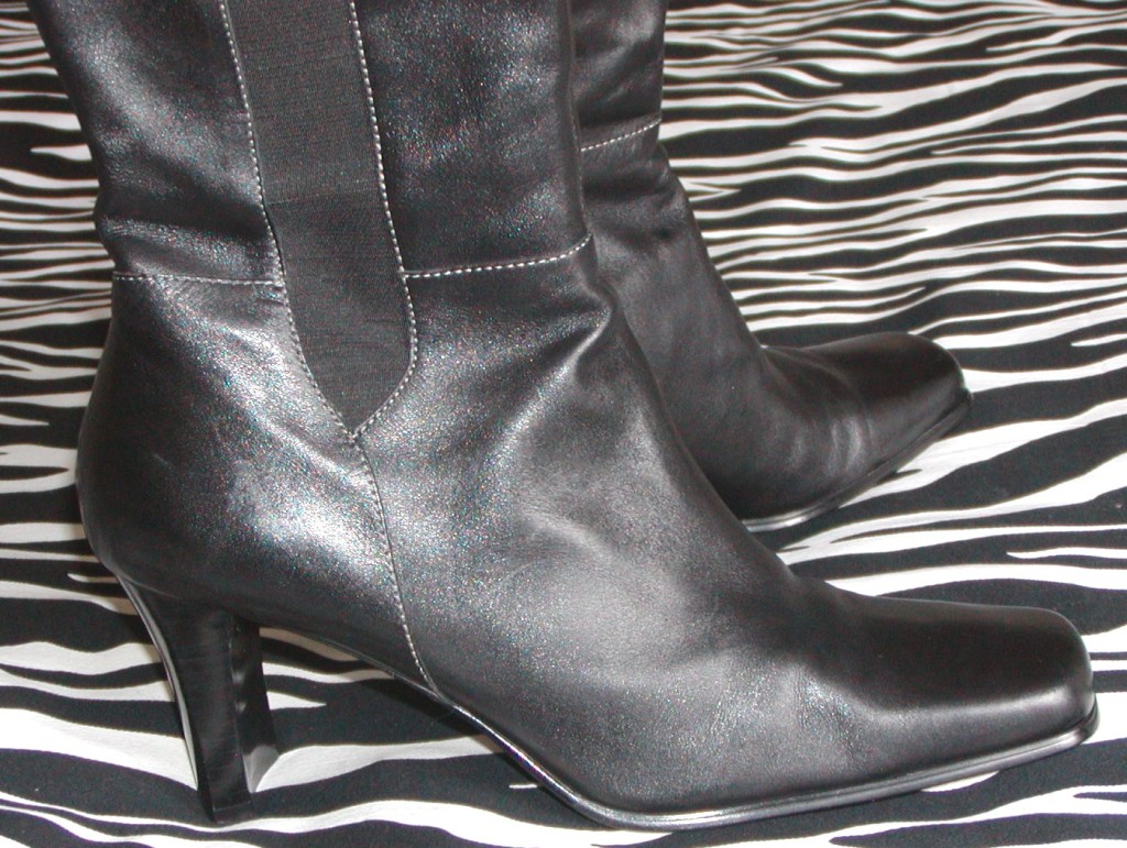 Vintage Anne Klein Tall Black Leather Boots » Vintage Designer Clothing